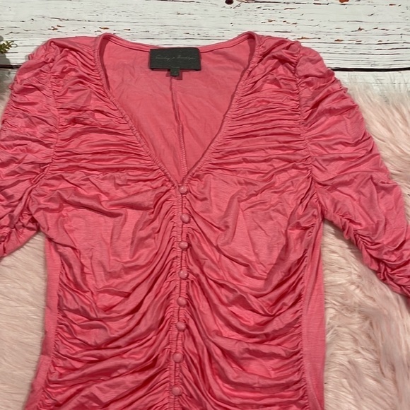 Anthropologie Sunday in Brooklyn Barbie Ruched Gathered Pink Blouse - Picture 4 of 10